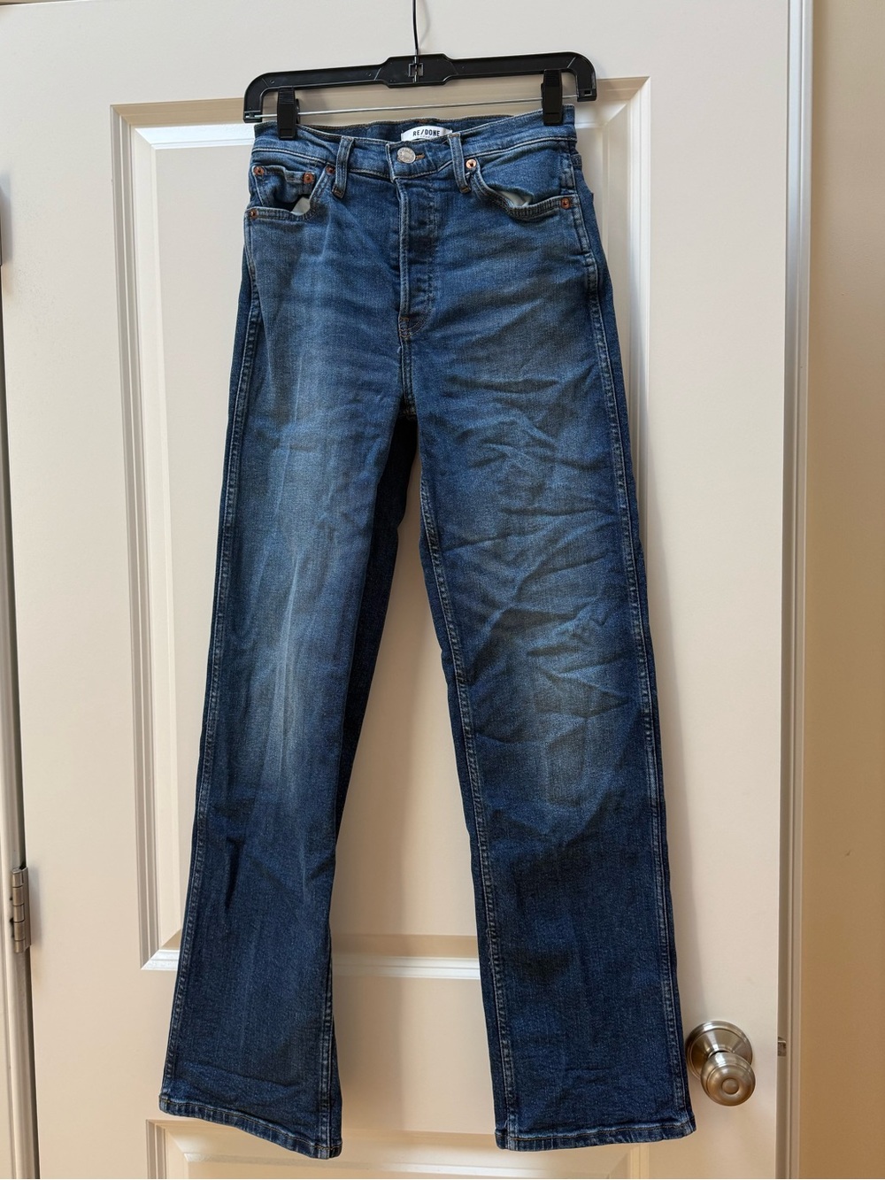 RE/DONE Originals High Rise Straight Leg Jeans Medium Wash Size 25